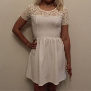 White Lace Shoulder Dress